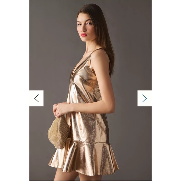 NWT Anthropologie Mare Mare Metallic V-Neck Dress Party Cocktail Evening Wedding - Picture 5 of 12